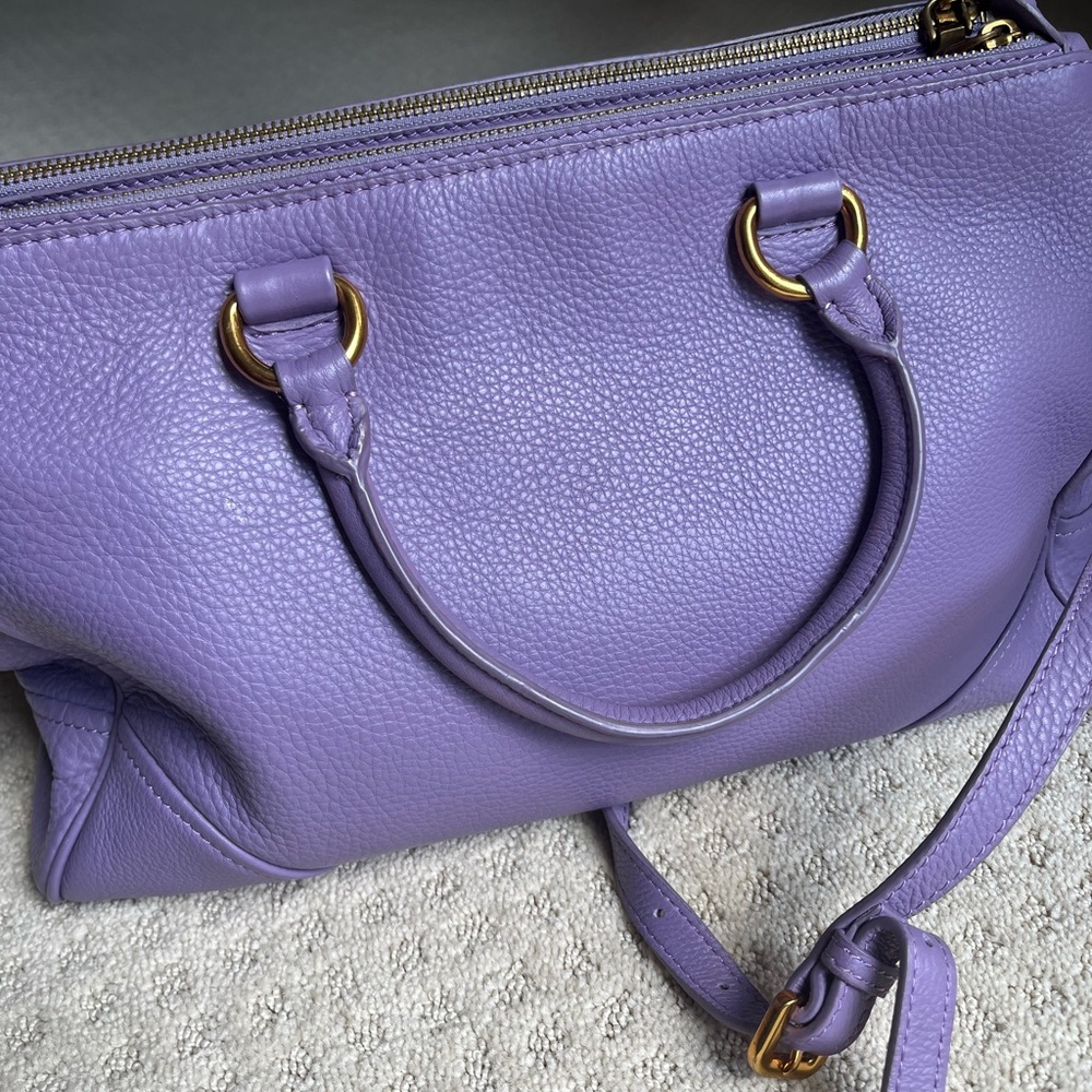 Prada Purple Leather Satchel with Gold Hardware - Picture 2 of 16